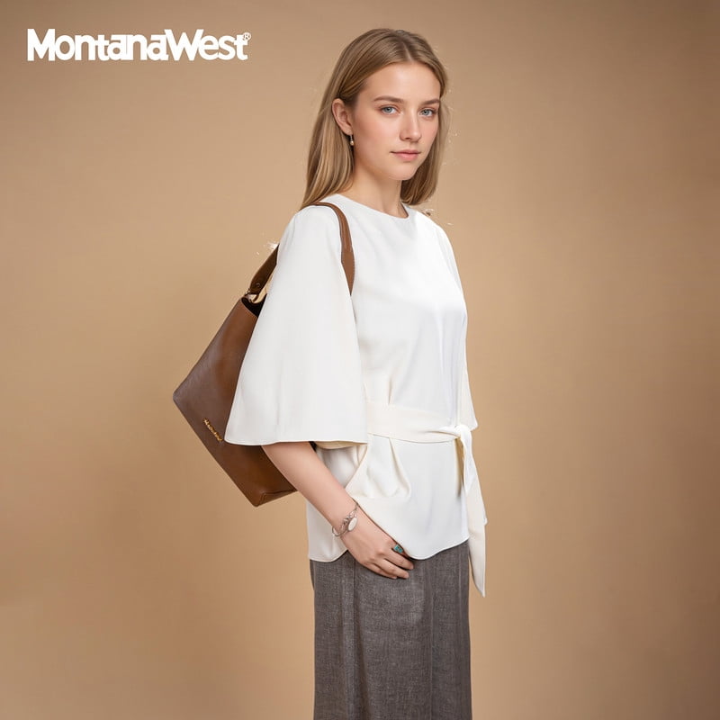 Montana West Hobo Purse for Women Bucket Shoulder Bag with Crossbody Strap, Dark Brown