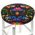 thumbnail image 3 of Xecao's Mexican Flower Traditional1 Print Stool Covers offer stylish, washable protection for PU round bar stools, perfect for home or commercial use., 3 of 7