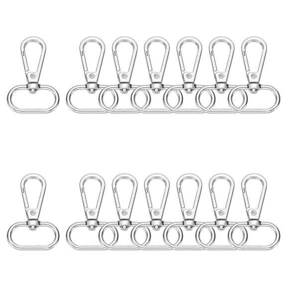 14pcs Swivel Clasps Hook, 1 inch Oval Ring Lobster Claw Clasps Trigger Snap Hooks Metal Keychain Clips for DIY Purse Jewelry Making, Silver