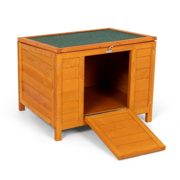 SKTPI 24 Inch Rabbit Hutch – Wooden Pet Cage with Run and Asphalt Roof Bunny Small Animal House for Indoor Outdoor Use Ideal for Rabbits Guinea Pigs and Small Pets