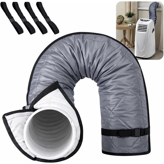 Ebaokuup Quilting Air Conditioner Hose Cover, AC Insulated Hose Cover Wrap with 4 Adjustable Buckle Straps, Portable Air Conditioner Hoses Sleeve for 5''-5.9" Diameter Exhaust Duct Vent (Grey),Gray