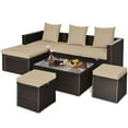thumbnail image 5 of Gymax 5PCS Patio Rattan Cushioned Conversation Set w/ Ottoman Coffee Table, 5 of 10