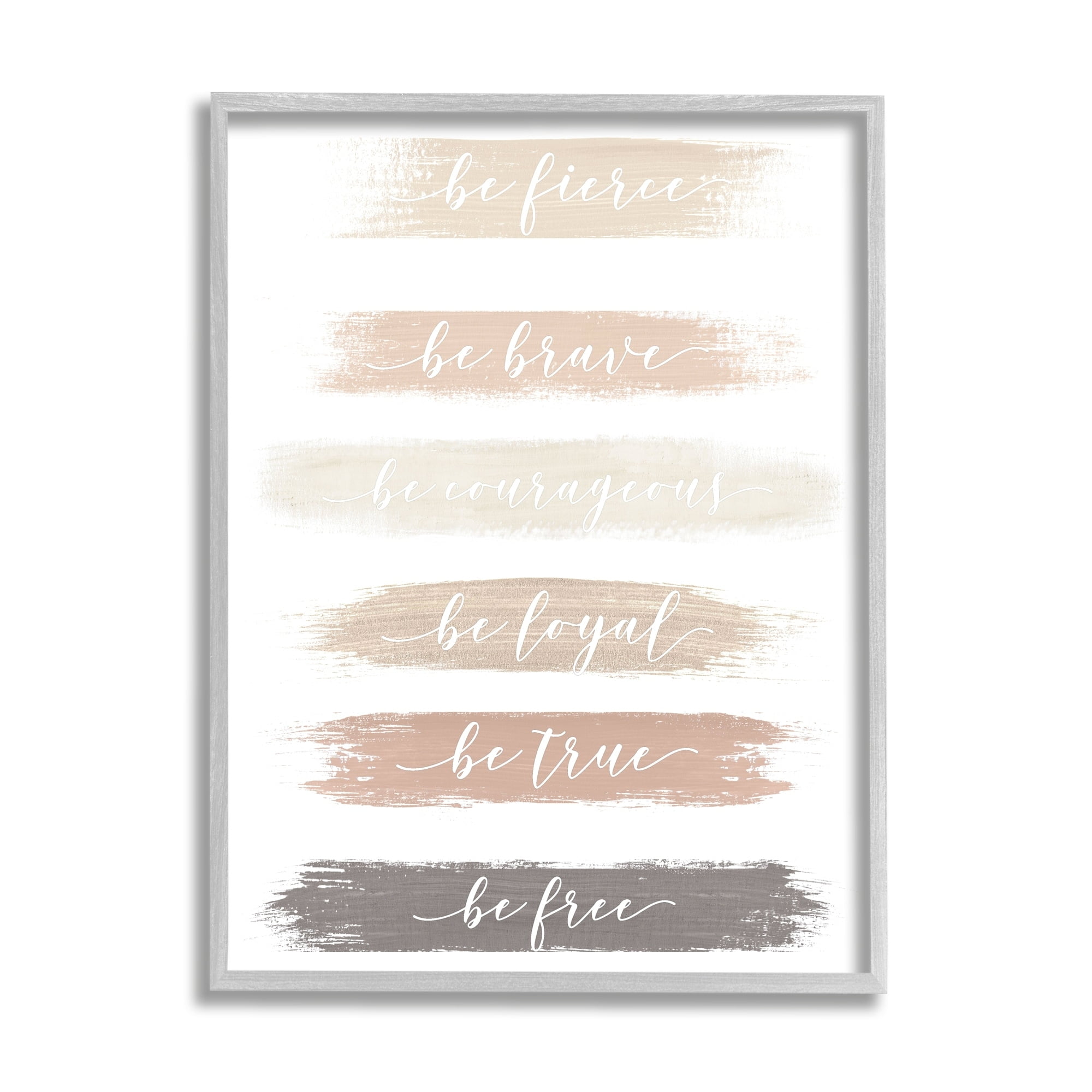 Stupell Industries Be Free Encouraging Paint Brush Stroke Neutral Tones Graphic Art Gray Framed Art Print Wall Art, Design by Graffitee Studios