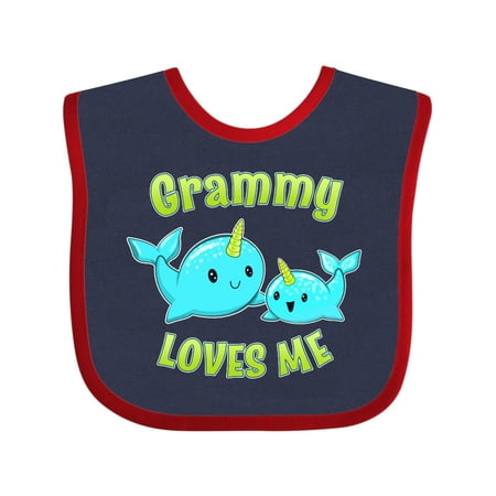 

Inktastic Grammy Loves Me- Cute Narwhal Gift Baby Boy or Baby Girl Bib