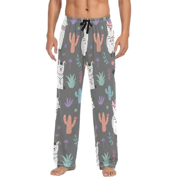 GZHJMY Alpaca Pajama Pants for Men, Lounge Pants Lightweight Men Pajama Bottoms with Drawstring Pockets, Christmas New Year Birthday Gifts, Large