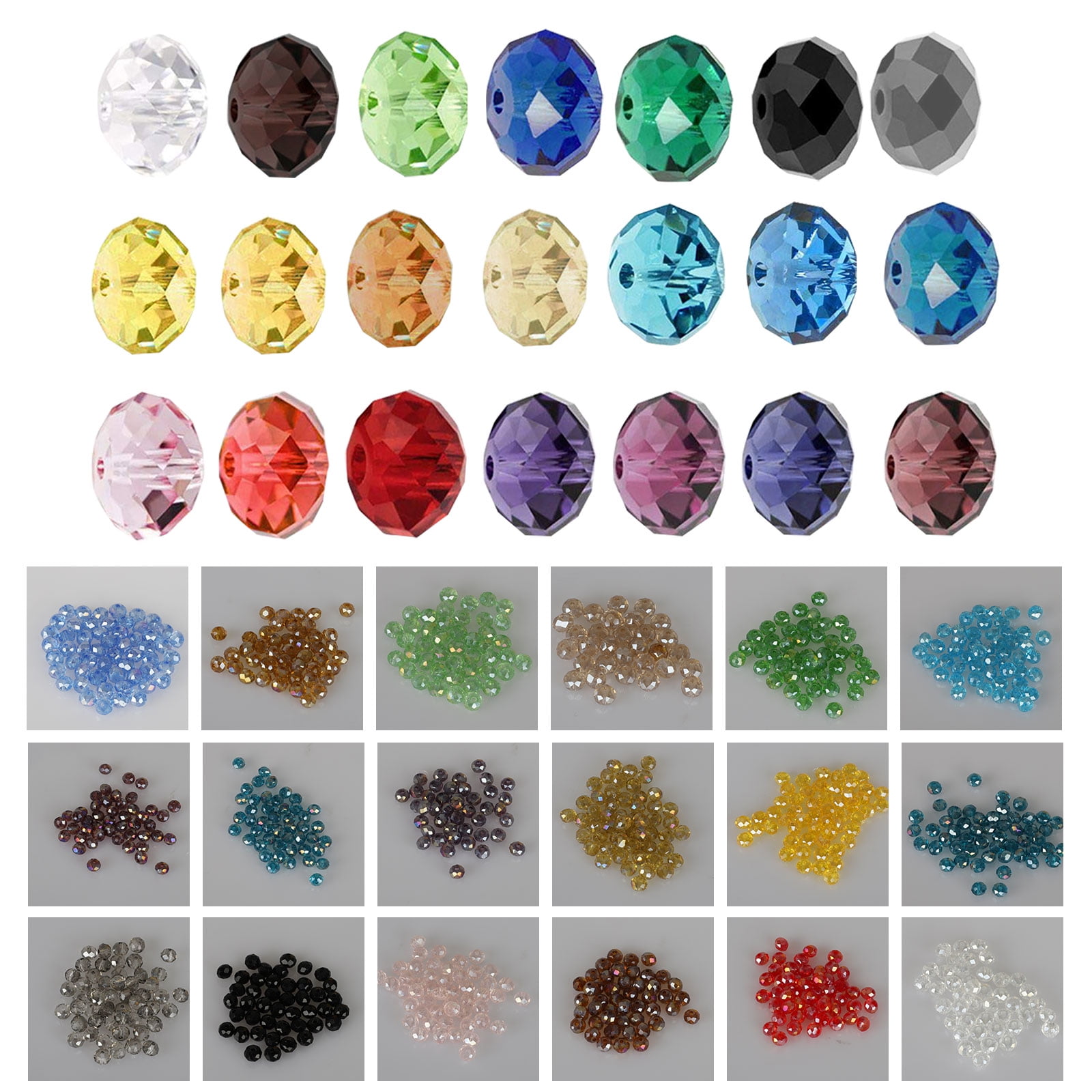 8x6mm 25pcs Rugby Crystal Faceted Oval Glass Beads Spacer Jewelry Making Finding 