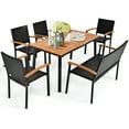 thumbnail image 2 of Costway 6 PCS Patio Rotin Salle à Manger Ensemble Acacia Table Empilable Chaise Banc, 2 of 10