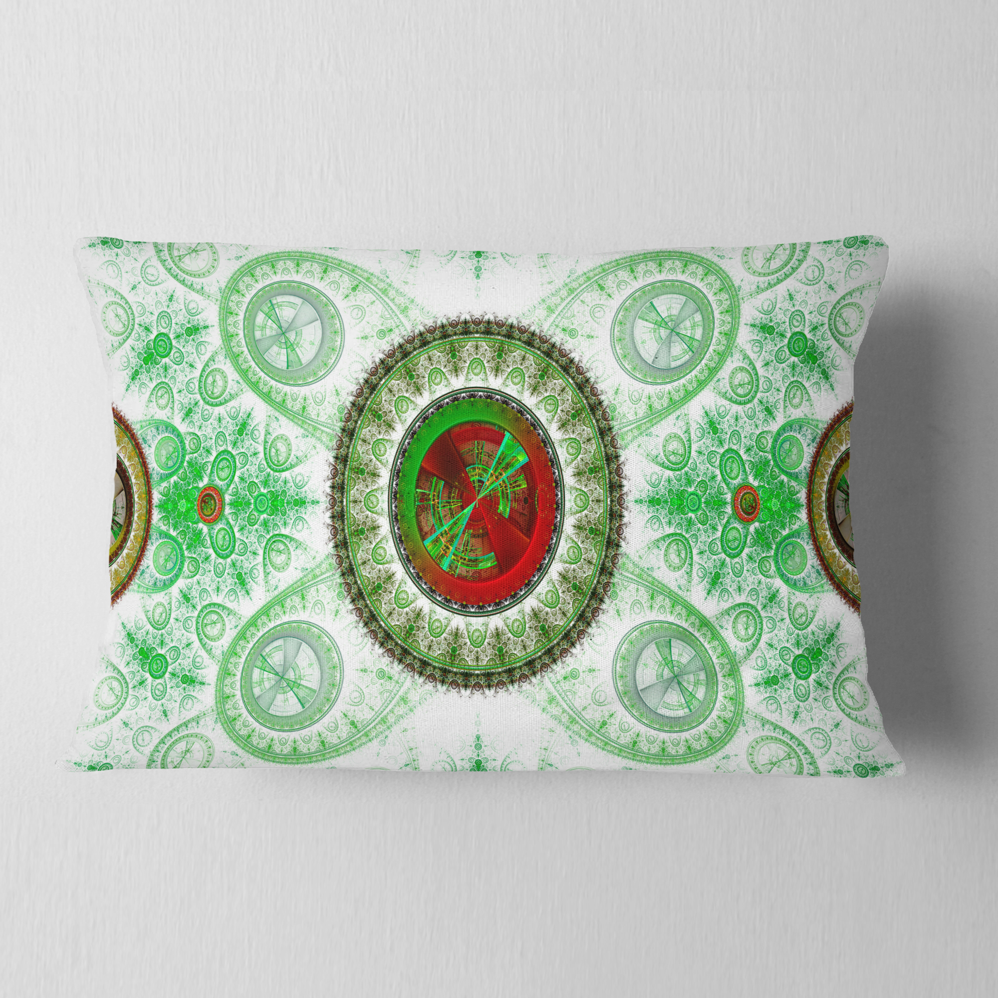 Designart Light Green Psychedelic Relaxing Art - Abstract Throw Pillow - 12x20