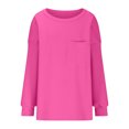 thumbnail image 3 of TKLPEHG Sweatshirts for Women Trendy Crew Neck Sweatshirt with Pocket Lightweight Loose Casual Long Sleeve Classic Solid Color Fashion Pullover (Hot Pink,XXL), 3 of 5