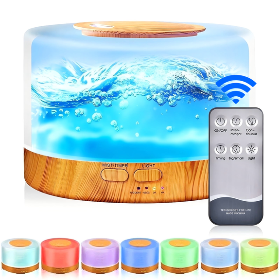 Merryhome 700ml Essential Oil Diffuser,Cool Mist Humidifier,Oil Diffuser with 7 Colors & Timmer Settings Remote Control Air Humidifier for Large Room Home Office