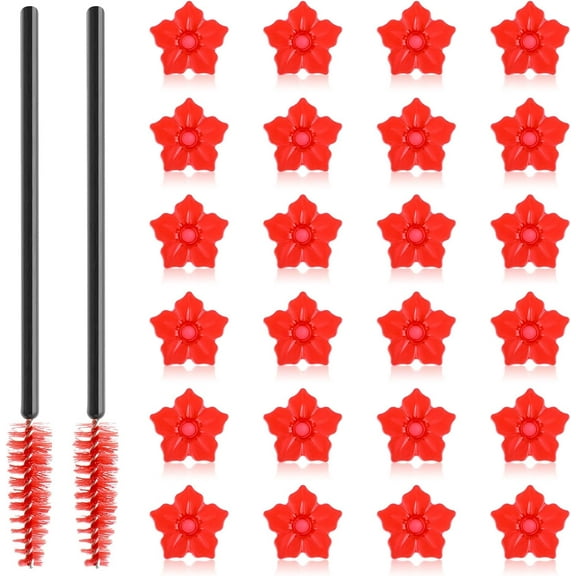 Zaoz 24 Pack Hummingbird Feeder Parts Hummingbird Feeder Replacement Parts Flowers for Mason Jar Outdoors Bird Feeding Ports Hanging Bird Feeder A418