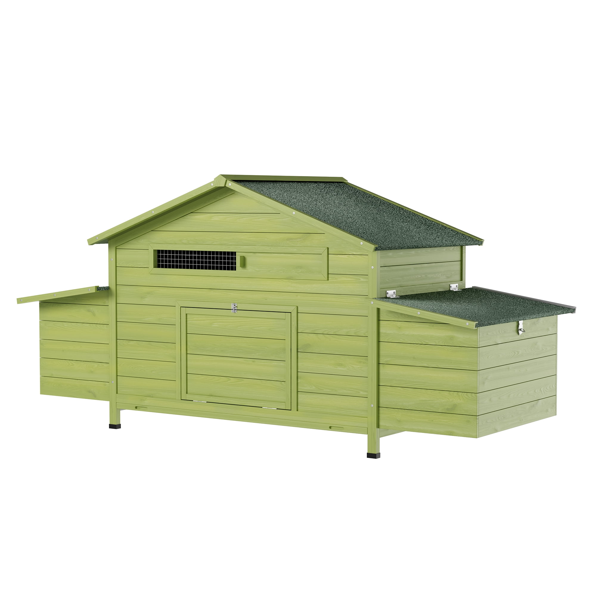11.12 ft Large Wooden Chicken Coop with 2 Free-Range Doors, 2 Nesting Boxes & Perch, Outdoor Hen House Poultry Cage