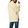 thumbnail image 3 of INSPIRE CHIC Women's Turtleneck Long Sleeve Spilt Hem Tunic Pullover Sweater M Beige, 3 of 6