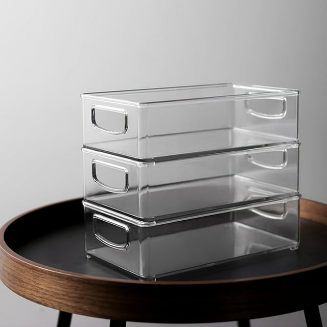 Visland Refrigerator Organizer Bins Thicker High Visibility Transparent Pantry Fridge Freezer Food Storage Bins with Handle for Home