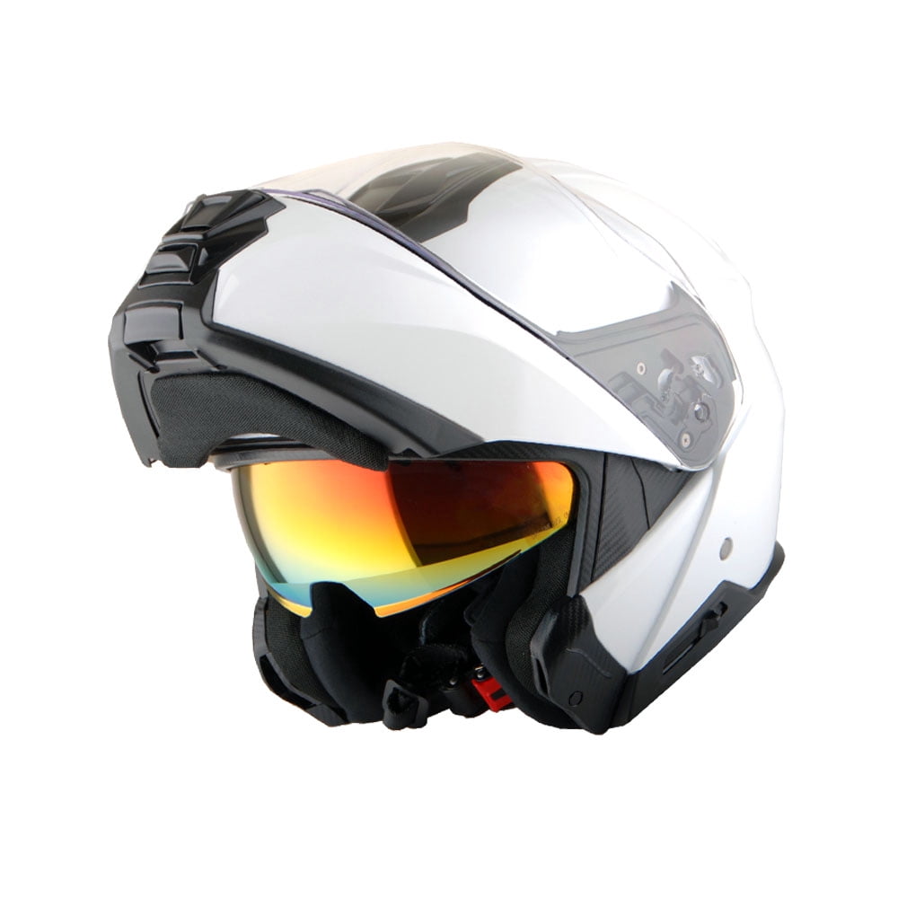 Martian Motorcycle Modular Full Face Helmet Flip up Dual Visor Sun Shield: HG362 Glossy White