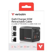 Verbatim 65-Watt GaN Charger with Retractable Cable