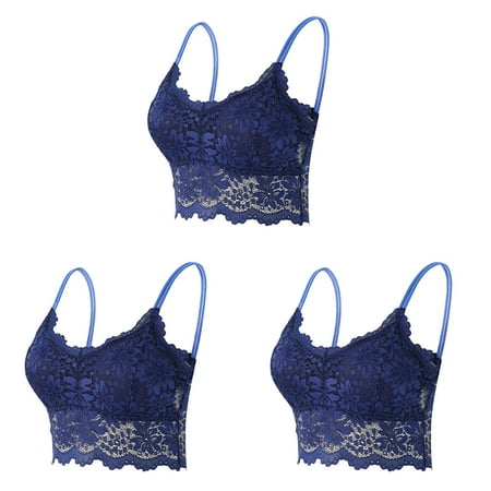 ie without Chest Women Plus Size Vest Sports Bras for Women Crop Wire Bra Lingerie Large Bra Sexy V Neck Underwear Women Bra Lingerie without Chest ceangrtro Blue (3Packs) Blue (3Packs)