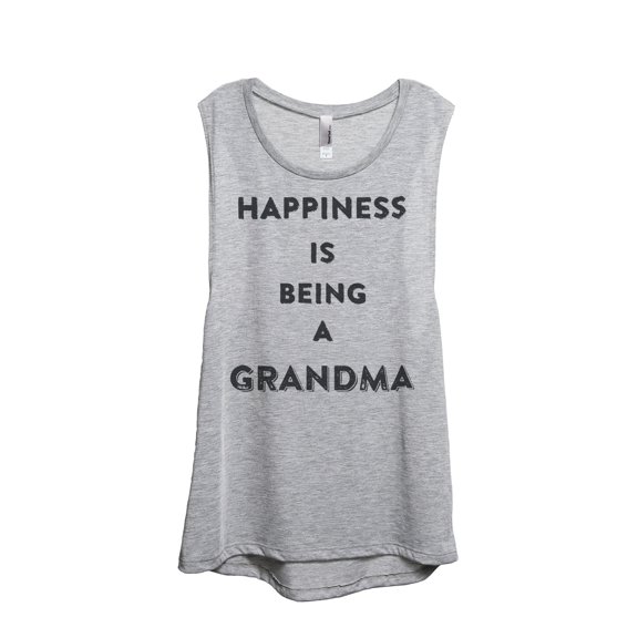 Thread Tank Happiness Grandma Women's Sleeveless Muscle Tank Top Sport Grey Small