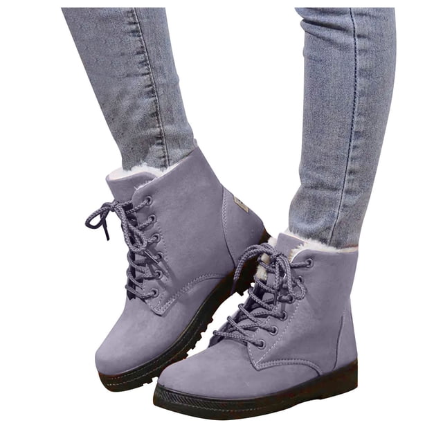 Leozcaa Womens Memory Foam Ankle Boots Inside Zip Thermal Waterproof Deep Tread Rubber Sole Snow Boots