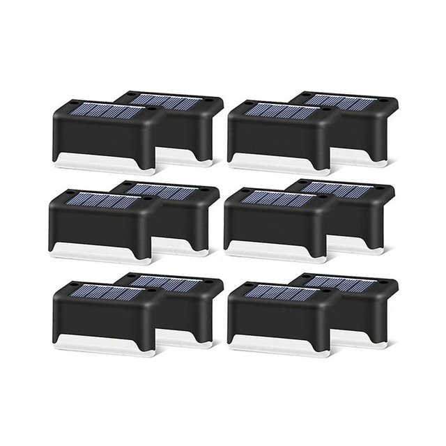 Luz Solar para escaleras al aire libre WEIHJMXG 12 piezas Lámpara de paso jardín impermeable color negro