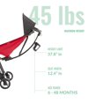 thumbnail image 3 of Evolur Roamer Ultra Light Umbrella Stroller in Red, Quick One-Hand Easy Fold Travel Stroller, Five Point Safety Harness, Adjustable & Removable Canopy, Lightweight Aluminum Frame Baby Stroller, 3 of 5