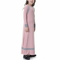 thumbnail image 6 of Huvoen Kids Girls Muslim Islamic Long Dress Long Sleeves Round Neck Colorblock Dress Soft Full Length Robe Burka Arab Maxi Dresses Pinks 10-11 Years, 6 of 6