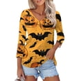 thumbnail image 1 of Camiseta para mujer, moda informal, cuello en V, manga 3/4, suelta, con estampado de Halloween, camiseta para mujer, 1 of 5