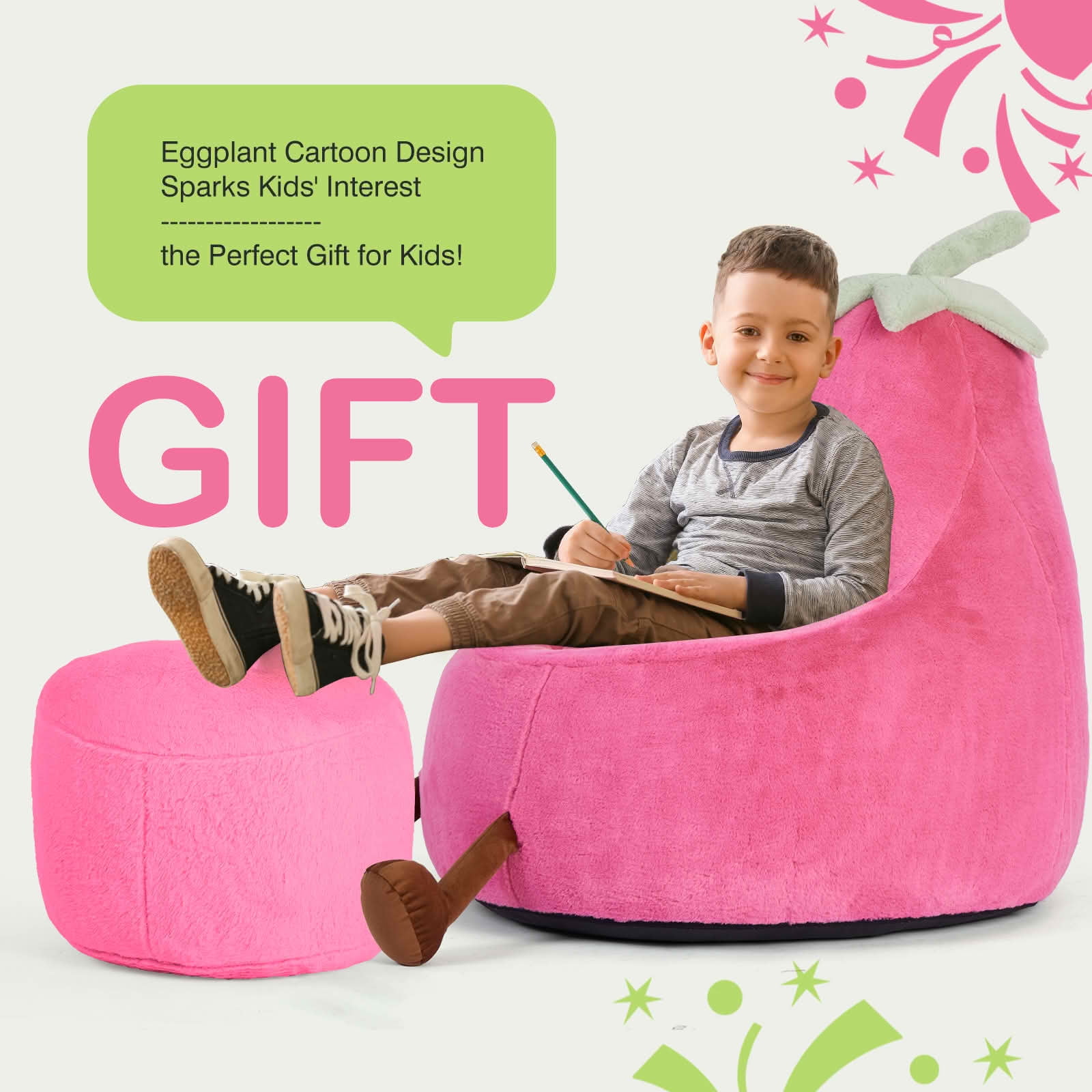 MAYEERTY Toddler Children's Bean Bag Chair Artificial Rabbit Fur Cover Teenager Filled Sofa