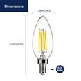 thumbnail image 3 of FLSNT Bright White, Dimmable LED Candelabra Bulbs, 40W Eqv. Lamp Base Bulbs, E12, Clear Glass Finishing, 12-Pack, 3 of 6