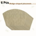thumbnail image 3 of Uxcell 6pcs Wedge Placemats 18" x 12" Woven Vinyl Round Table Placemats, Light Brown, 3 of 7