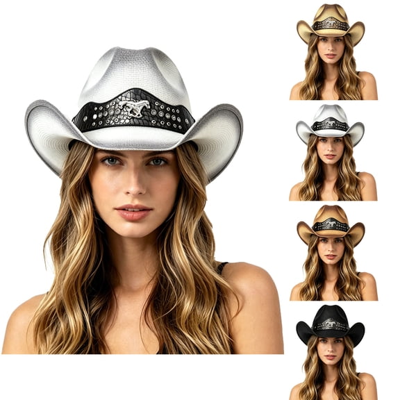 Classic Western Cowboy Hat for Men and Women, Shapeable Big Wide Brim Cowgirl Hat with Embroidery Halloween Accessory