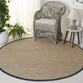 thumbnail image 2 of SAFAVIEH Natural Fiber Maksim Border Area Rug, Natural/Navy Blue, 6' x 6' Round, 2 of 10