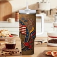 thumbnail image 4 of USA 250th Anniversary Tumbler with Handle, Statue of Liberty and Liberty Bell Design, 1776-2026, Stainless Steel Tumbler with Lid, 4 of 6