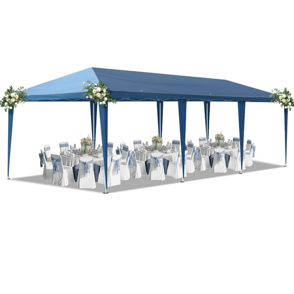 UBesGoo 10x30 Pop-Up Canopy with No Sidewalls and Convenient Blue Storage Bag