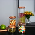 thumbnail image 3 of Flmtop Glass Airtight Bottle with Wood Lid Tea Coffee Beans Grains Food Jar Container, 3 of 8