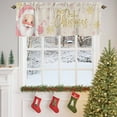 thumbnail image 4 of Merry Christmas Valance Curtain for Windows Pink Santa Claus Leaf Winter Snowflake Linen Curtain Valances Short Window Treatments Panels for Kitchen Bathroom Laundry Room Basement 60 x 14 Inch, 4 of 7