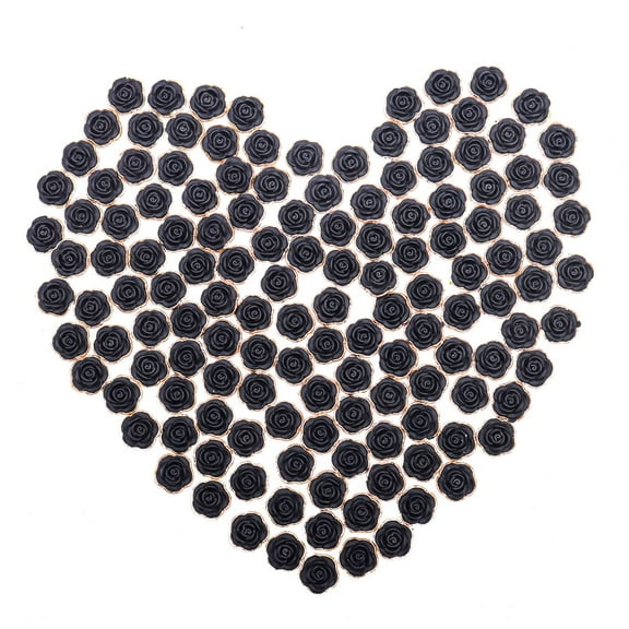 Black Rose Flower Slime Charms - Resin Flatback Metal Rose Buttons for Craft Making