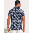 thumbnail image 3 of DARING DIVA Men's Short Sleeve Button Down Camp Collar Leaf Print Shirts XL Navy Blue, 3 of 7