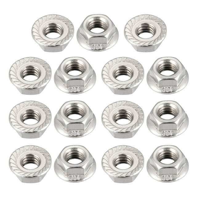 Unique Bargains 5/16-18 Écrous de Verrouillage Hexagonaux à Bride Dentelée, Acier Inoxydable 304, 15 Pcs