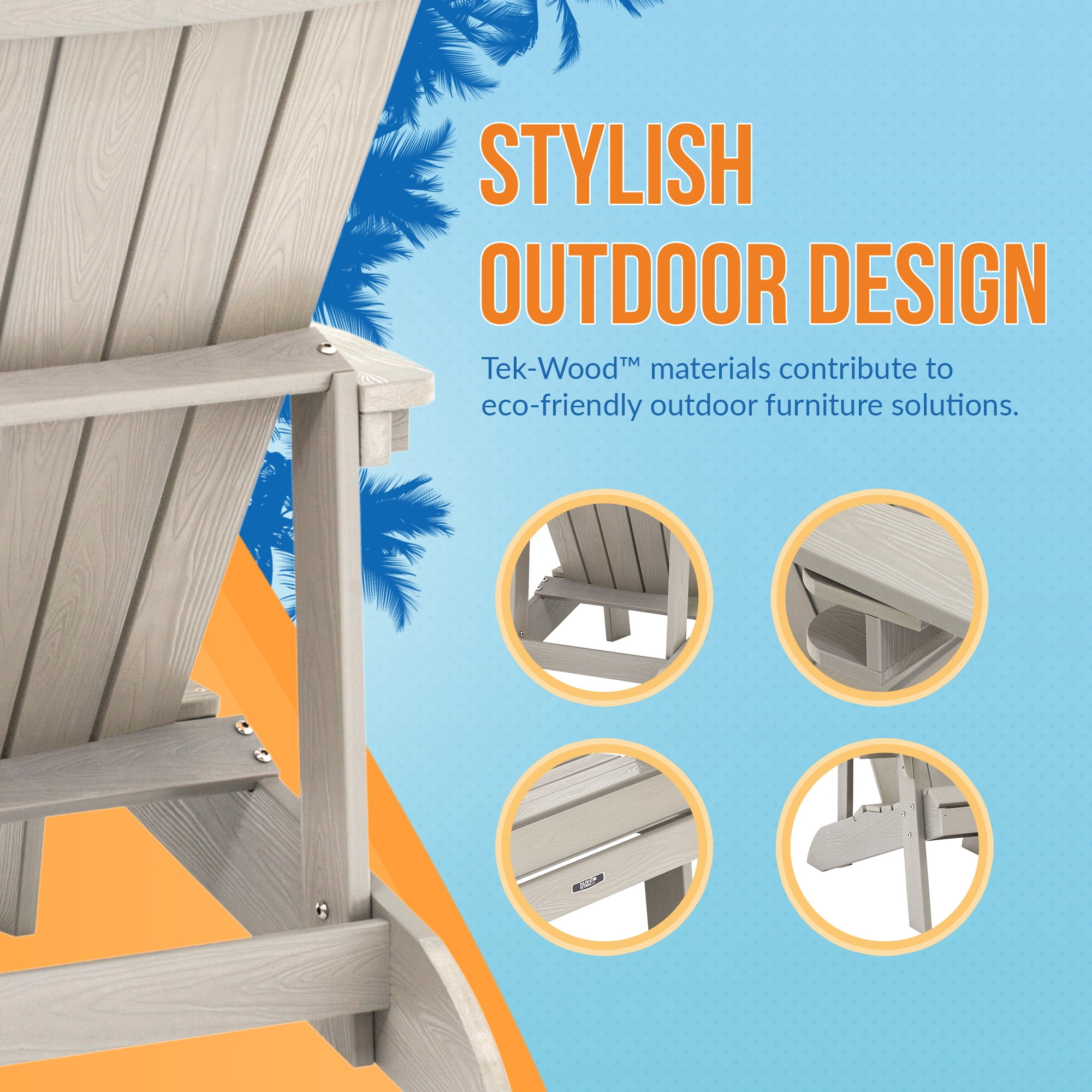 Bluewave Ez-Care Tek-Wood Adirondack Chair Slate Grey