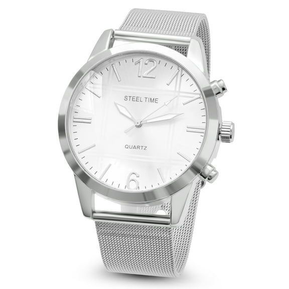 Steeltime Unisex Stainless Steel & Alloy Watch with a Stylish Silver Mesh Strap