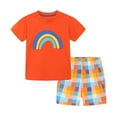 thumbnail image 3 of Otqutp Toddler Clothes Set for Birthday Summer Children's Short Sleeved Shorts Two Piece Knitted Cotton Cartoon Rainbow Pattern Suit, 3 of 8