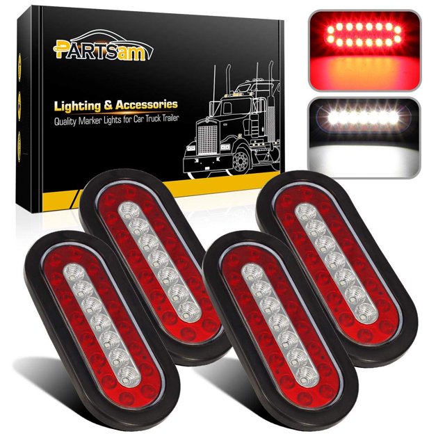 Luces traseras para remolque Partsam, luz de freno LED ovalada de 6.3 pulgadas