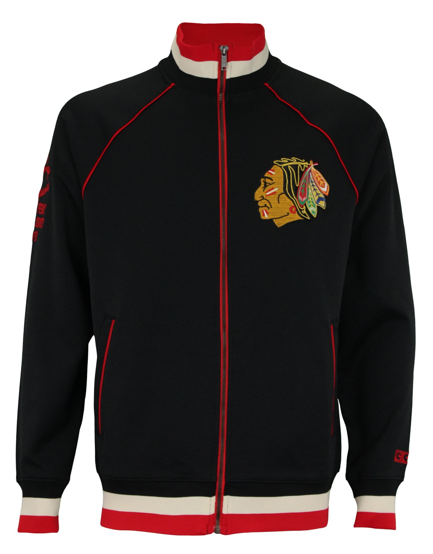 CCM CCM NHL Men's Chicago Blackhawks Full Zip Track Jacket Men's Chicago Blackhawks CCM Black Pullover Hoodie Shop