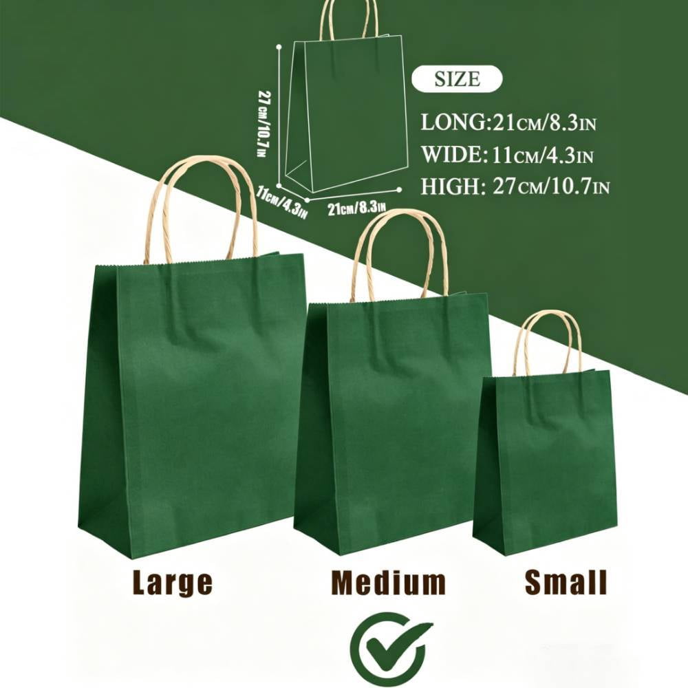 Tyasoleil 36Pcs Paper Gift Bags With Handles, 12 Colors Kraft Paper Party Favor Bags, Medium Size 10.6"x8.3"x4.3"
