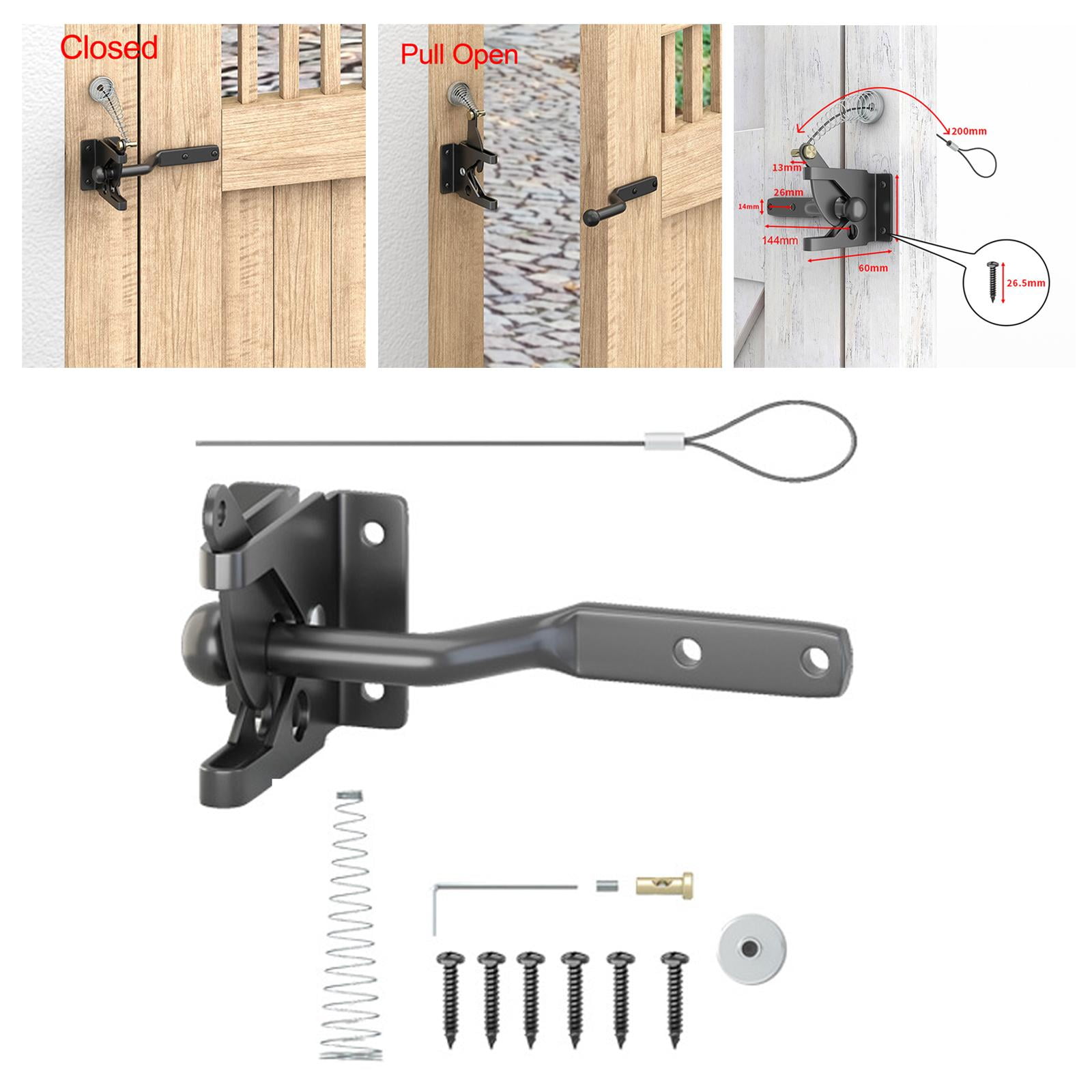 Fence Gate Self Locking Hardware for Yard Backyard Garden , Black, 43x144mm new Black