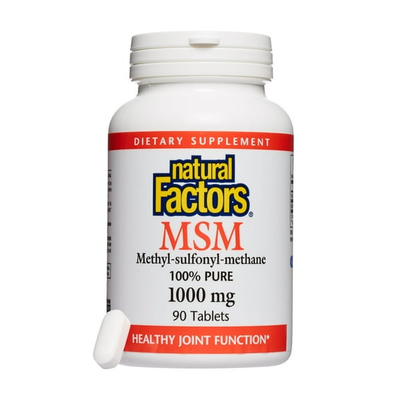 Natural Factors MSM 1000 mg, Supports Healthy Joints, Hair, Skin and Nails, 90 Capsules