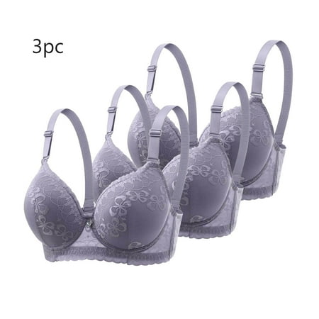 MLCDZ 3 Pack Lace Bras for Women Push Up Bralettes Full Coverage Corset Underwire Plus Size for Large Breasts with Support Sexy Minimizers Everyday Lingerie 3Pcs-Multicolor#10 40