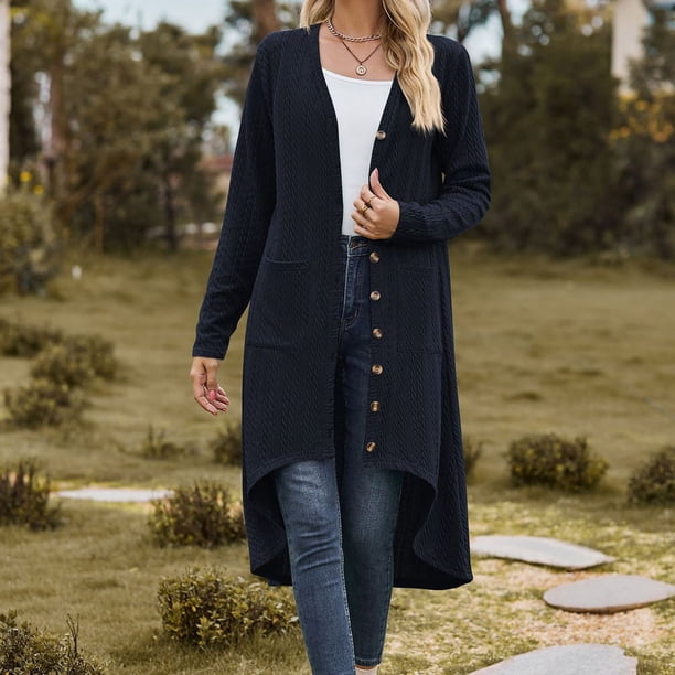 ICHUANYI Clearance Women's And Winter Sweater Coat Cardigan Long Sleeve Blouse Clothing Loose Tops(Navy, M) ICHUANYI WER2023081514140