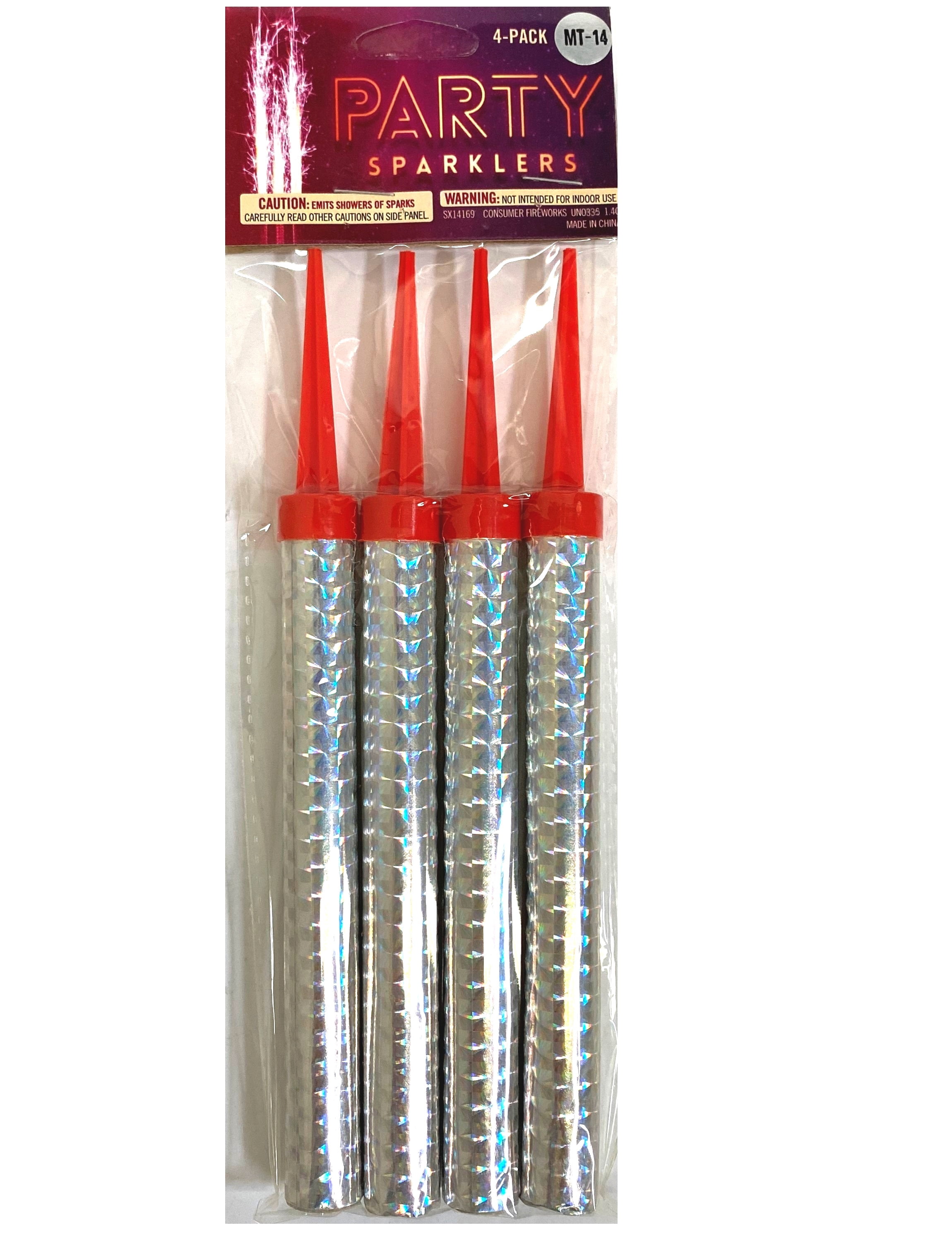 4-PACK Silver 8" Party Sparklers Candles for Wedding, Party & Birthday